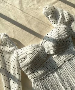 Self-portrait READY TO WEAR White Crinkle Chiffon Dot Midi Dress