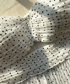 Self-portrait READY TO WEAR White Crinkle Chiffon Dot Midi Dress