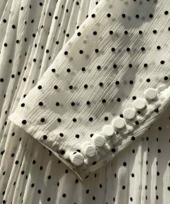 Self-portrait READY TO WEAR White Crinkle Chiffon Dot Mini Dress