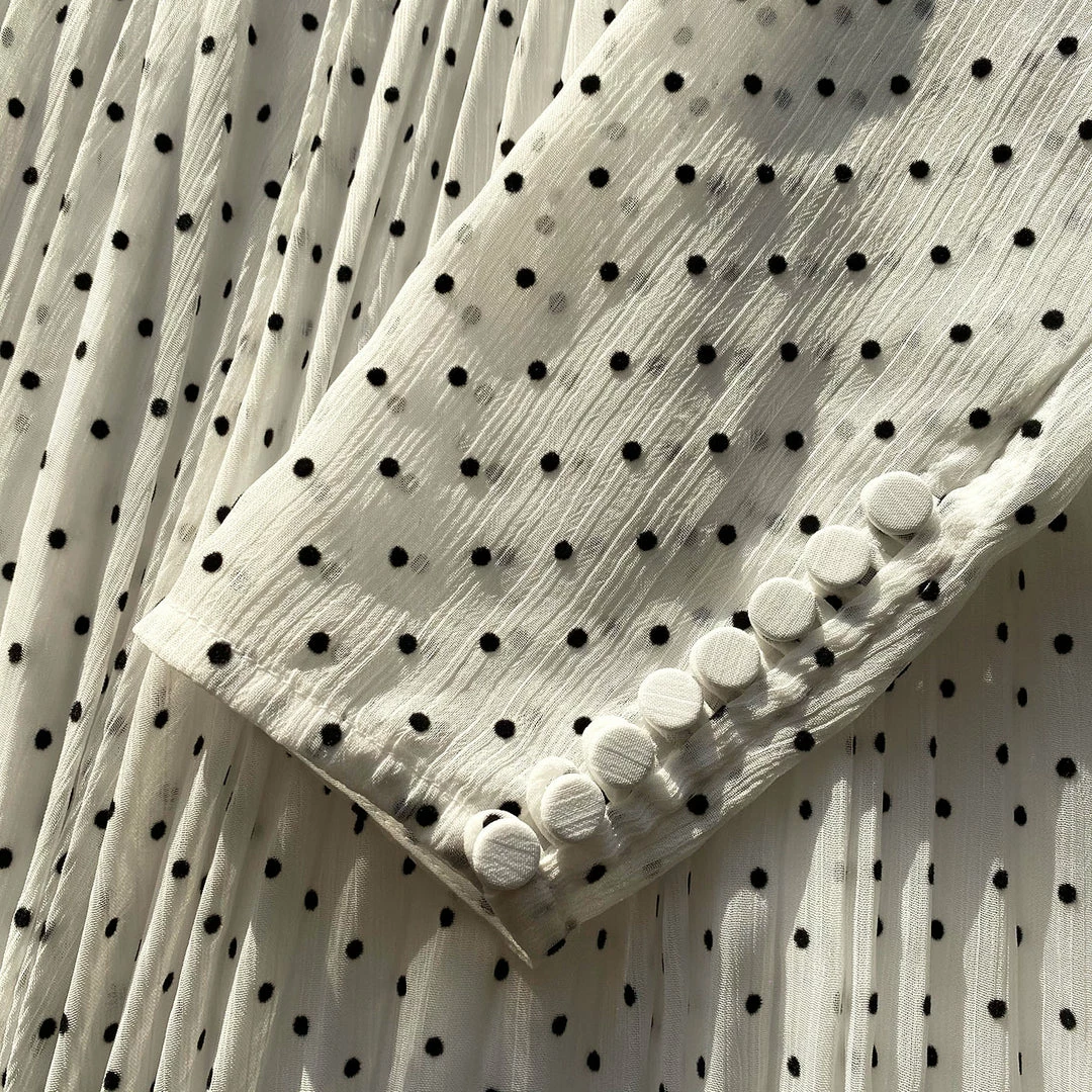 Self-portrait READY TO WEAR White Crinkle Chiffon Dot Mini Dress