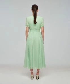 Self-portrait Spearmint Chiffon Midi Dress