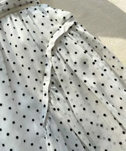 Self-portrait White Crinkle Chiffon Dot Maxi Dress READY TO WEAR