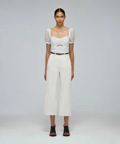 Self-portrait READY TO WEAR White Crinkle Chiffon Dot Top
