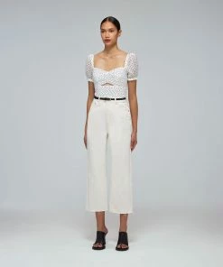 Self-portrait READY TO WEAR White Crinkle Chiffon Dot Top