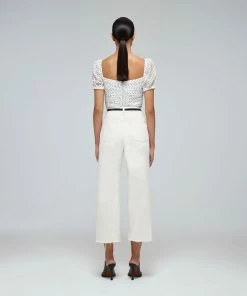 Self-portrait READY TO WEAR White Crinkle Chiffon Dot Top