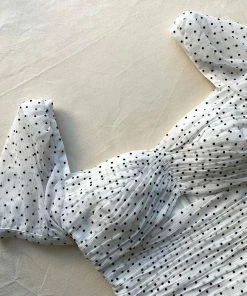 Self-portrait READY TO WEAR White Crinkle Chiffon Dot Top