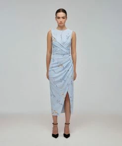 Self-portrait Blue Floral Watercolour Wrap Dress