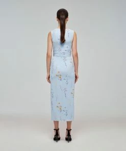 Self-portrait Blue Floral Watercolour Wrap Dress