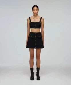 Self-portrait Black Textured Weave Mini Skirt