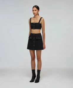 Self-portrait Black Textured Weave Mini Skirt
