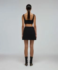 Self-portrait Black Textured Weave Mini Skirt