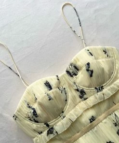 Self-portrait READY TO WEAR Yellow Floral Silhouette Chiffon Tiered Midi Dress