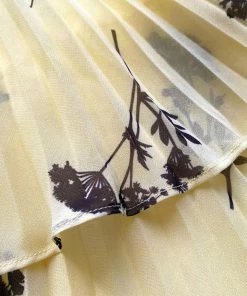 Self-portrait READY TO WEAR Yellow Floral Silhouette Chiffon Tiered Midi Dress