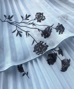 Self-portrait Blue Floral Silhouette Chiffon Tiered Midi Dress