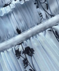 Self-portrait Blue Floral Silhouette Chiffon Tiered Mini Dress