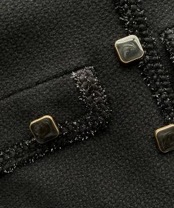 Self-portrait Black Textured Weave Cropped Jacket READY TO WEAR