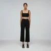 Self-portrait READY TO WEAR Black Textured Weave Crop Top