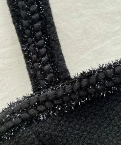 Self-portrait READY TO WEAR Black Textured Weave Crop Top