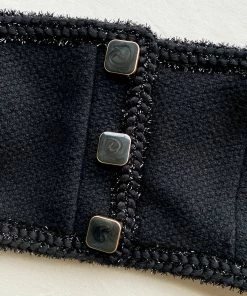 Self-portrait READY TO WEAR Black Textured Weave Crop Top