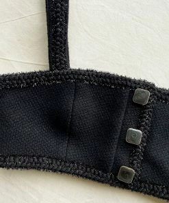 Self-portrait READY TO WEAR Black Textured Weave Crop Top