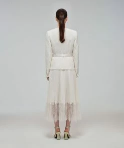 Self-portrait Metallic Boucle V-Neck Tailored Midi Dress READY TO WEAR