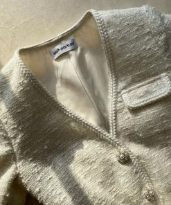 Self-portrait Metallic Boucle V-Neck Tailored Midi Dress READY TO WEAR