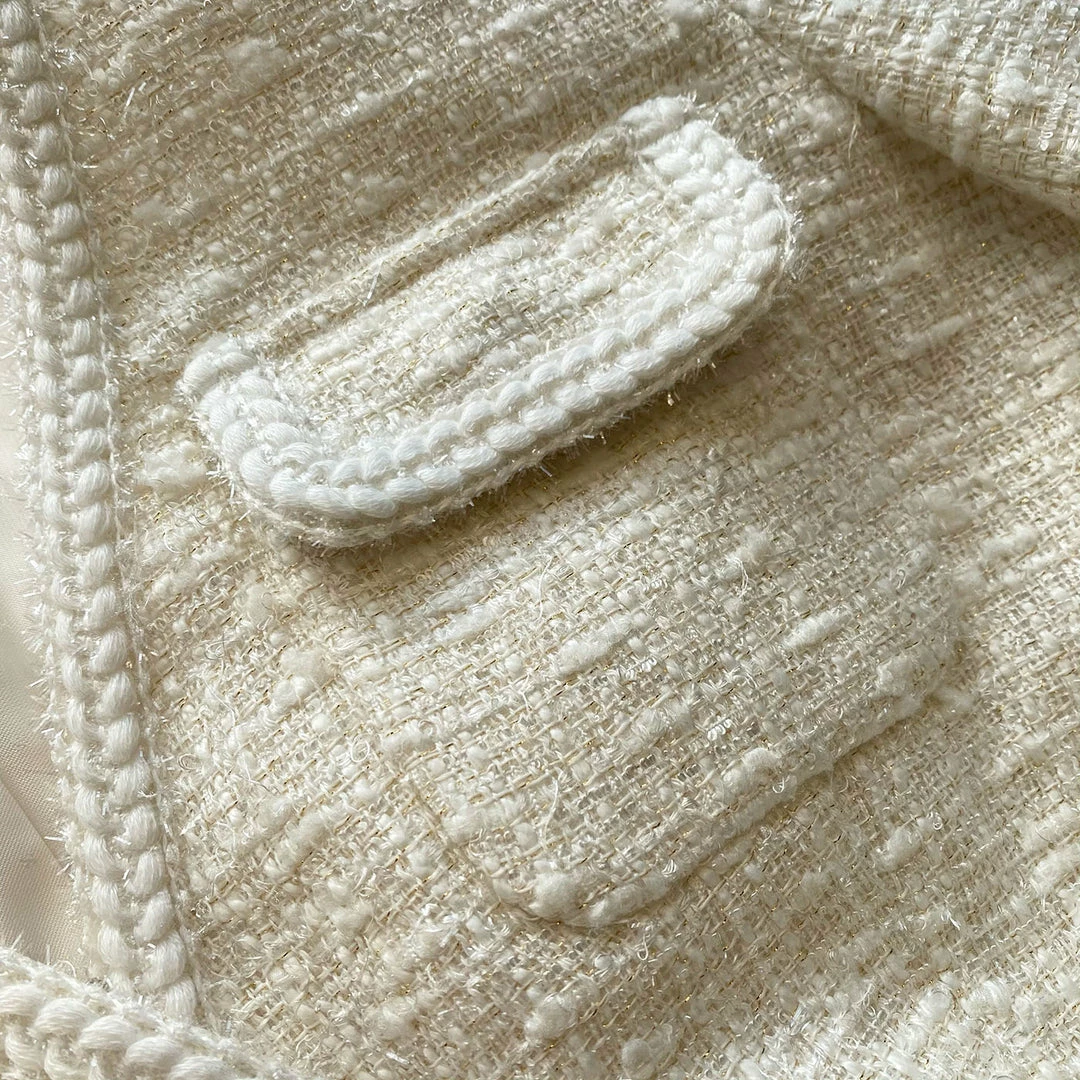 Self-portrait Metallic Boucle V-Neck Tailored Midi Dress READY TO WEAR