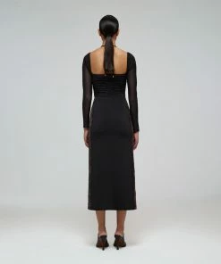Self-portrait Black Jersey Cut Out Midi Dress