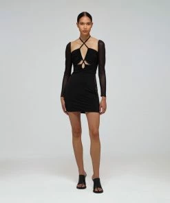 Self-portrait READY TO WEAR Black Jersey Cut Out Mini Dress