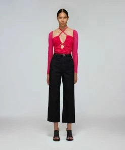 Self-portrait Fuchsia Jersey Cut Out Top READY TO WEAR