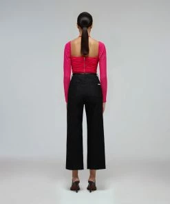Self-portrait Fuchsia Jersey Cut Out Top READY TO WEAR