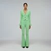 Self-portrait Spearmint Ribbed Knit Trouser