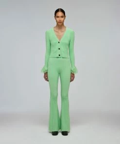 Self-portrait Spearmint Ribbed Knit Trouser