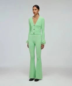 Self-portrait Spearmint Ribbed Knit Trouser