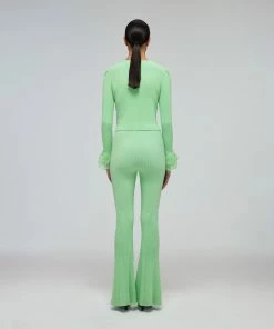 Self-portrait Spearmint Ribbed Knit Trouser