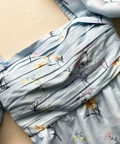 Self-portrait Blue Floral Watercolour Taffeta Mini Dress READY TO WEAR