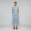 Self-portrait Blue Abstract Guipure Midi Dress