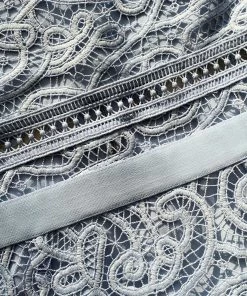 Self-portrait Blue Abstract Guipure Midi Dress