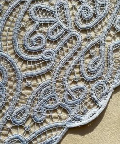 Self-portrait Blue Abstract Guipure Midi Dress