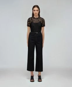 Self-portrait READY TO WEAR Black Guipure Lace Top