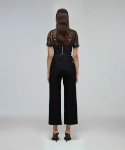 Self-portrait READY TO WEAR Black Guipure Lace Top