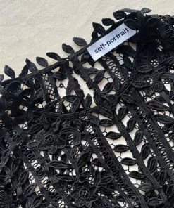 Self-portrait READY TO WEAR Black Guipure Lace Top