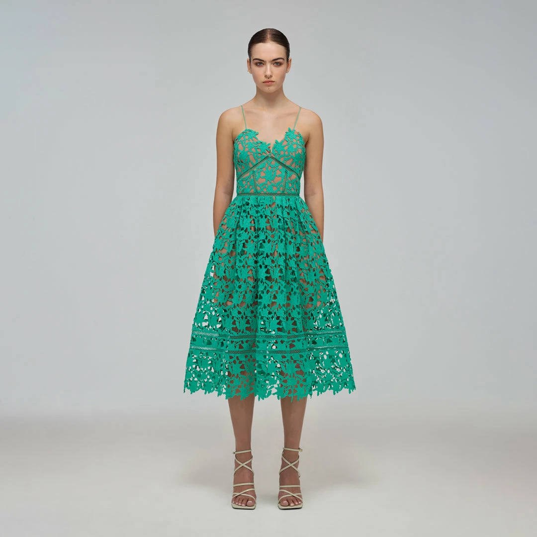 Self-portrait Spearmint Azaelea Midi Dress READY TO WEAR