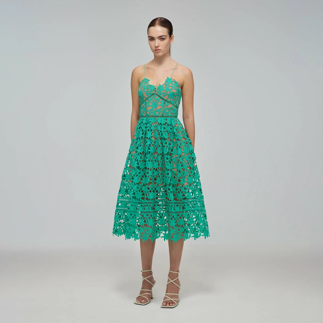 Self-portrait Spearmint Azaelea Midi Dress READY TO WEAR