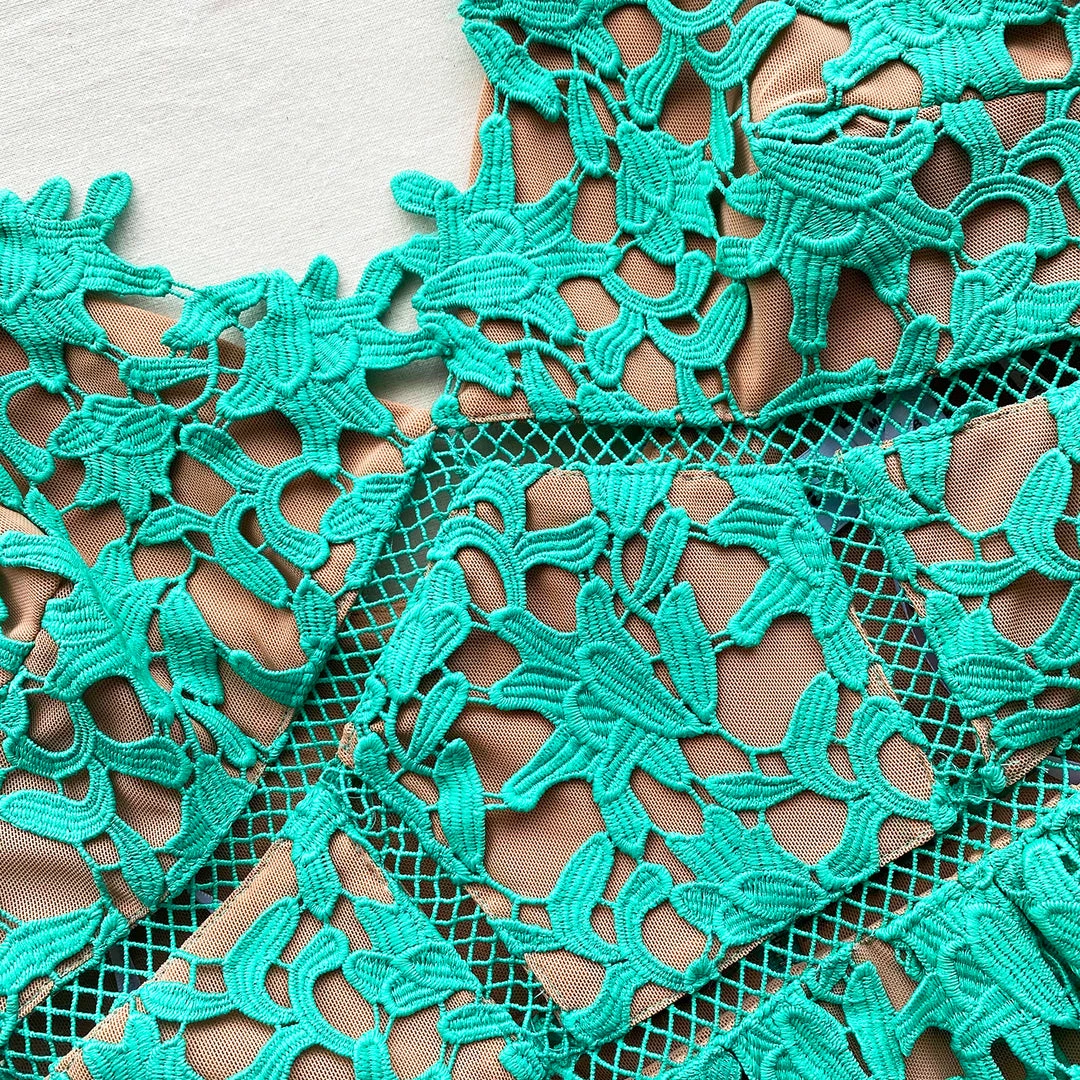 Self-portrait Spearmint Azaelea Midi Dress READY TO WEAR