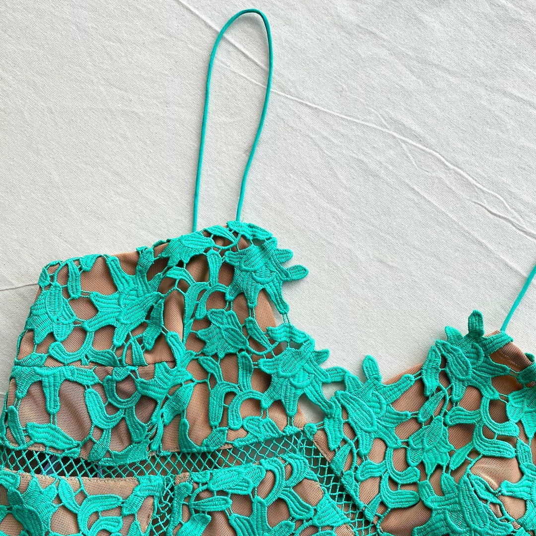 Self-portrait Spearmint Azaelea Midi Dress READY TO WEAR