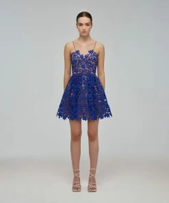 Self-portrait Deep Blue Azaelea Mini Dress