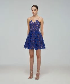 Self-portrait Deep Blue Azaelea Mini Dress