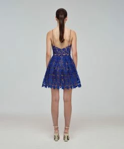Self-portrait Deep Blue Azaelea Mini Dress