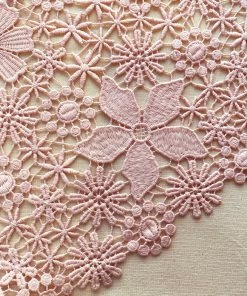 Self-portrait Pink Tiered Guipure Lace Maxi Dress